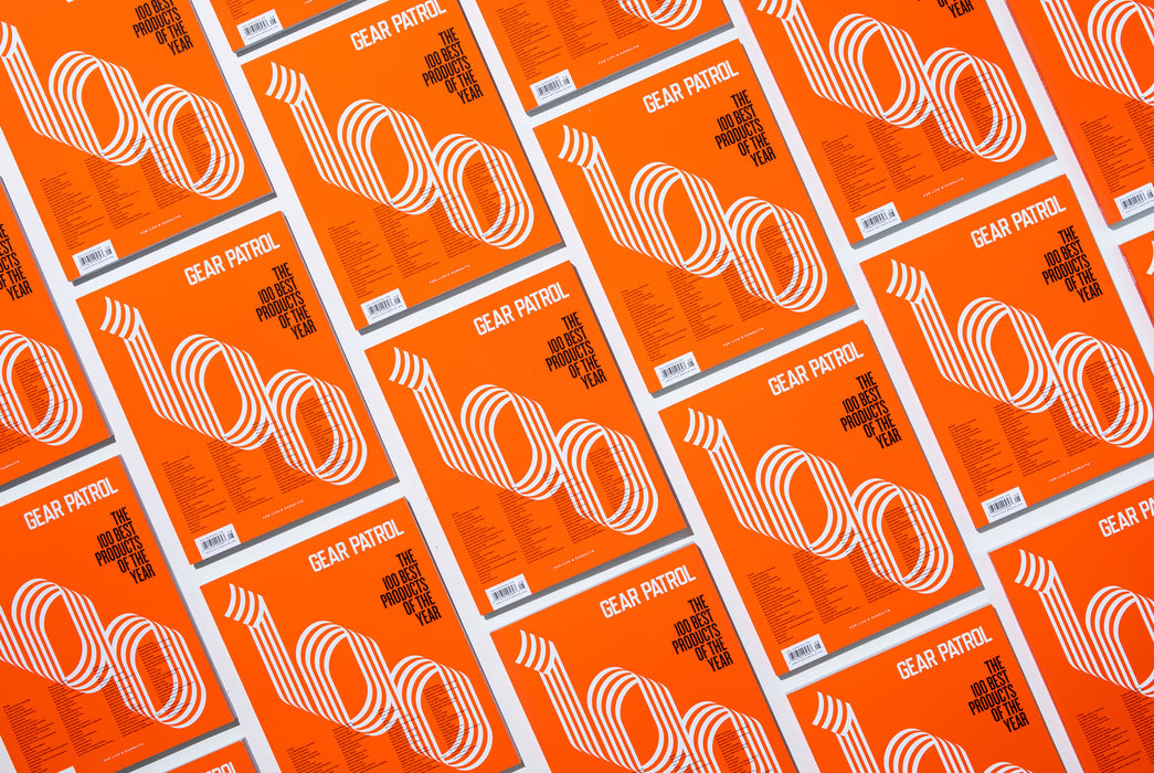 Gear Patrol Magazine, Issue Eight - A zoomed-in grid of multiple issues of the magazine placed side-by-side